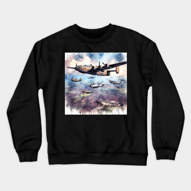 Fantasy illustration of WWII aircraft in battle Crewneck Sweatshirt by WelshDesigns